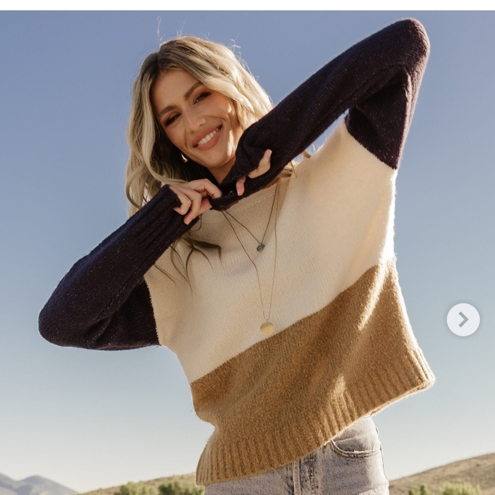 Lumiere Colorblock Sweater in Cream, Brown, and Black